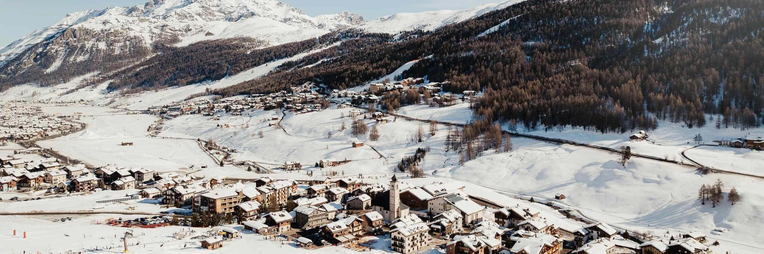 Aerial view of Livigno in winter